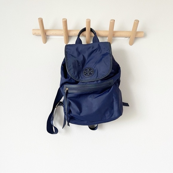 Tory Burch Navy Blue Nylon Small Backpack